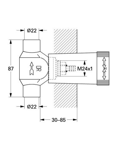 Встраиваемая часть вентиля GROHE, для пайки O22 мм, латунь (29804000) Встраиваемая часть вентиля GROHE, для пайки O22 мм, латунь (29804000)
