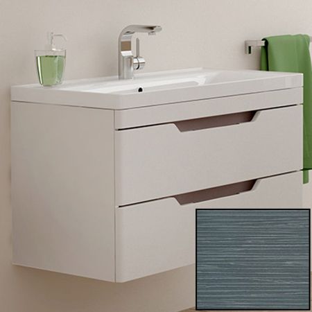 Тумба с раковиной SanVit Степ 90 kstep90 с фактурой под дерево подвесная Шелк Сталь, артикул kstep90