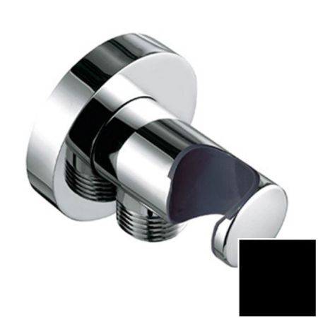 Шланговое подсоединение, Kludi, A-QA, для шлангов с конической гайкой, держатель-в комплекте, стандарт подвода воды-1/2", цвет-чёрный матовый, артикул 6054739-00