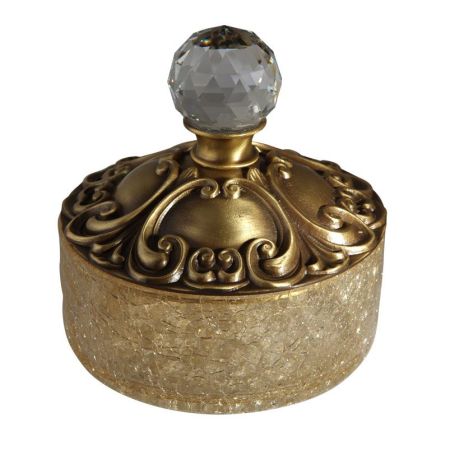 CRISTALIA Баночка низкая H5 см. с крышкой, стекло/бронза/SWAROVSKI, артикул 16761