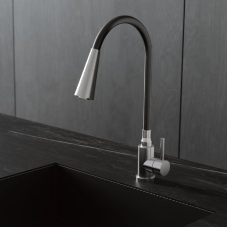 Смеситель для кухни с гибким изливом и режимом душ BELZ B74809-1, сатин