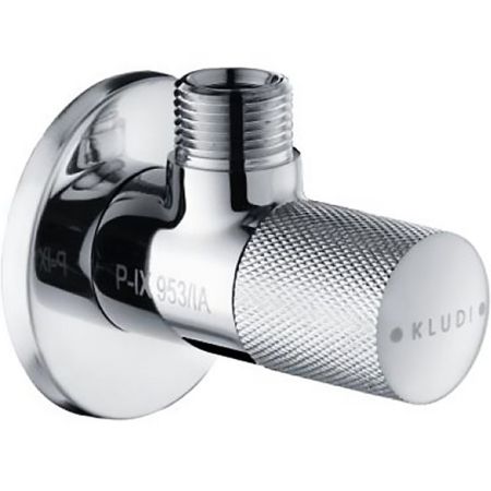 Вентиль, Kludi, 1/2" x 3/8", угловой, DN 15, тип установки-настенный, цилиндровая рукоятка, классическая кран-букса, цвет-хром, артикул 1584605-00