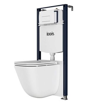 Комплект 3в1: подвесной унитаз, инсталляция и белая клавиша смыва IDDIS Basic (BASTQ03i73)