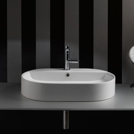 Kerasan Ciotola Раковина-чаша 65х40хh12см, с 1отв., с переливом, Цвет:Белый