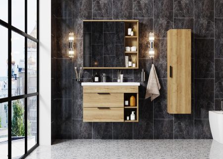 Шкаф-зеркало Onika Легран 80 дуб галифакс, универсальный, артикул 208092