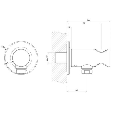 GESSI INCISO Вывод воды с держателем для душевой лейки на 1/2", цвет: золото