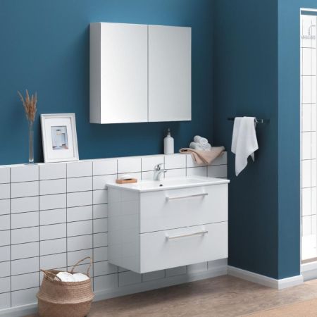 Тумба с раковиной подвесная Dreja Gio 60 см, белый, артикул 77-0101W-com