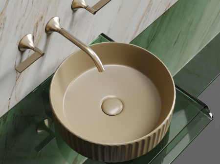 Умывальник чаша накладная круглая (цвет Капучино Матовый) Элемент (Element) 360x360x115мм, артикул CN6057MC