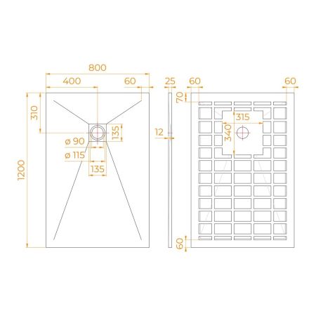 Душевой поддон прямоугольный STONE TRAY-G (800x1200)
