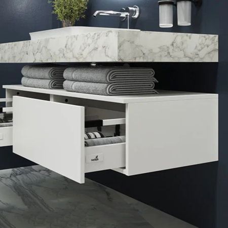 Тумба подвесная без столешницы Velvex Unit tp.UNI.60.1Y белый глянец, 60 см, артикул tp.UNI.60.1Y белый глянец