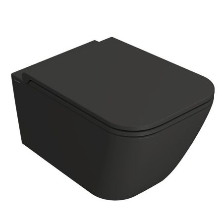 GLOBO Stone Унитаз подвесной Безободковый 52*36см, с системой скрытого крепежа, цвет Smoke