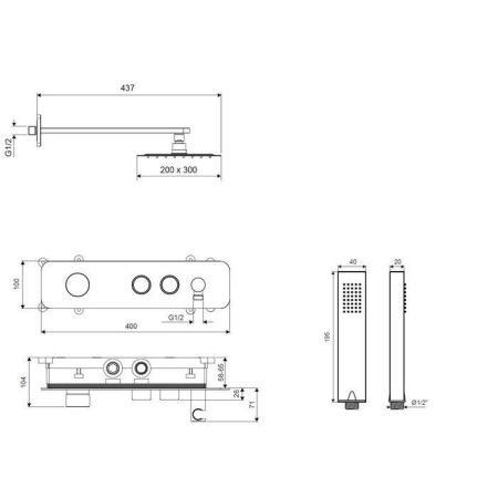 Система для душа скрытого монтажа EXCELLENT Krotos AREX.SET.8035CR (хром)