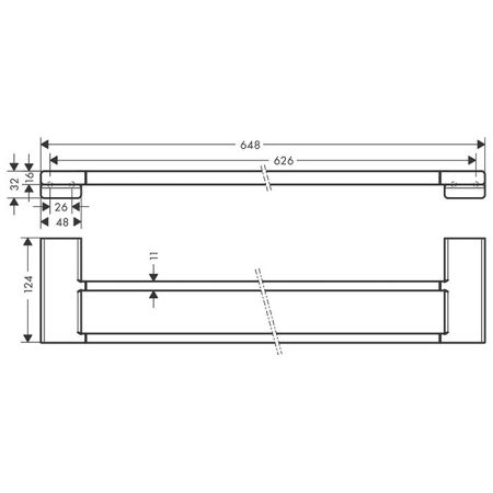 Полотенцедержатель, Hansgrohe, AddStoris, двойной, ширина, мм-648, глубина, мм-124, высота, мм-32, тип установки-настенный, материал-металл, цвет-полированное золото, артикул 41743990
