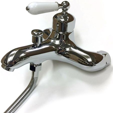 Смеситель для ванны Bronze de Luxe Perse TB9055-OR Хром ручка Белая, артикул TB9055-OR