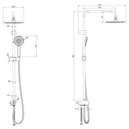 Душевой гарнитур Lemark без смесителя с верхней душевой лейкой "Тропический дождь" (LM8809BL), артикул LM8809BL