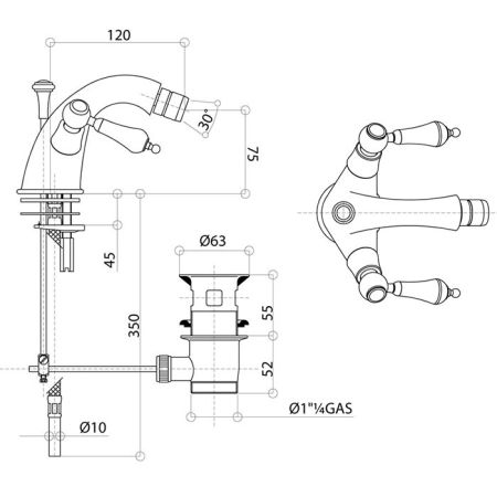 Bongio Capri Смеситель для биде, цвет золото, артикул 17522OR00