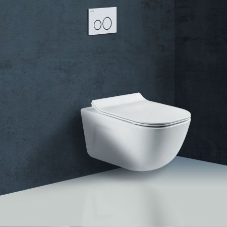 подвесные унитазы Vincea Унитаз подвесной Idea VT1-33 безободковый, цвет белый, ультратонкое soft-close сиденье,, артикул VT1-33