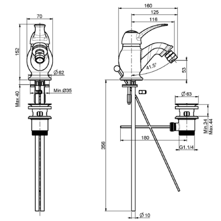FIMA|Carlo Frattini Lamp Смеситель для биде, с донным клапаном, цвет бронза