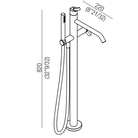 Agape Square Напольный смеситель для ванны, с ручным душем и шлангом, цвет: глянец