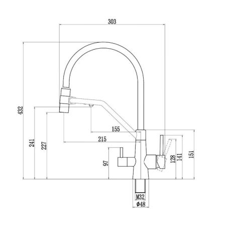 Смеситель для кухни с подключением к фильтру Fmark FS1462-H12, черный