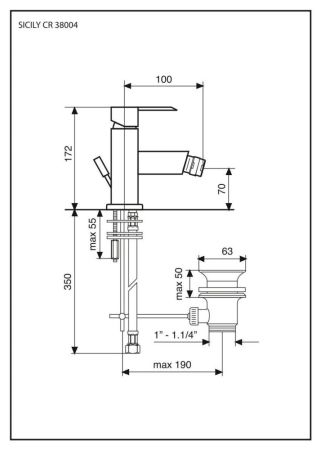 Emmevi Sicily, однорычажный смеситель для биде с донным клапаном, цвет хром, артикул 38004/CR