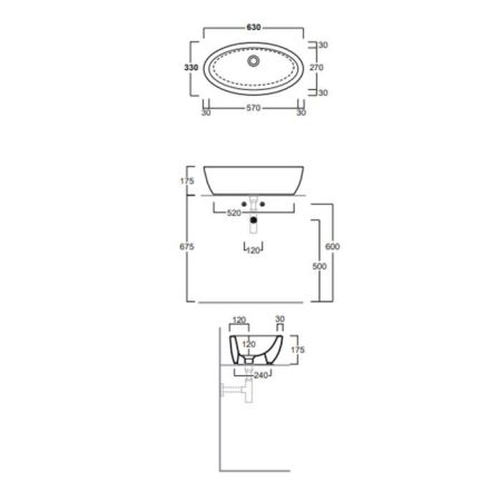 Simas Lft Spazio раковина накладная 63x33см без отв-я под смеситель, цвет черный глянцевый