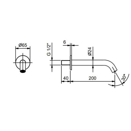 Fantini Nostromo Излив смесителя со стены для раковины, излив 20 см, цвет: хром, артикул 50 02 8430