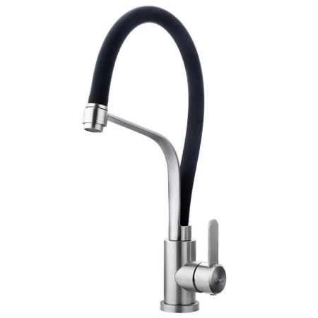 Смеситель для кухни с гибким изливом FASHUN A54012-7, сатин/черный