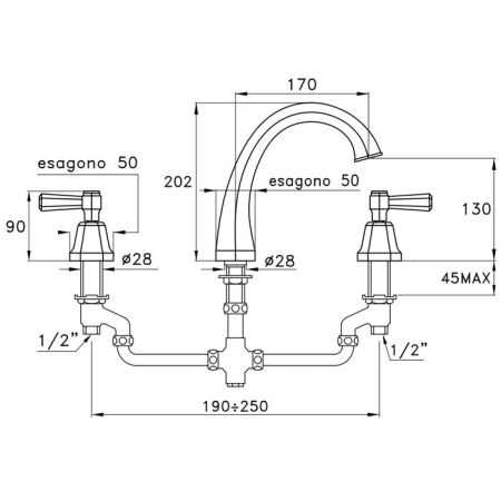 Stella Eccelsa Leve Смеситель для раковины на 3 отверстия 3223, цвет: хром, артикул EL 00021 CR00