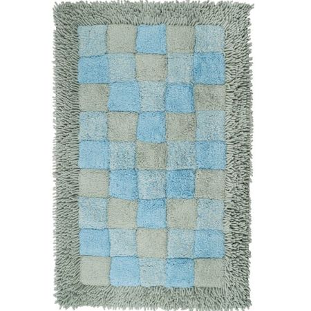 Коврик для ванной "Шахматы" одинарный, голубой 60*100cm