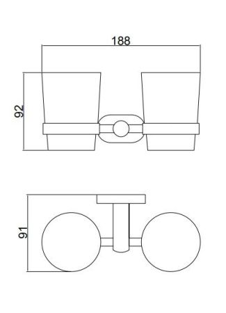 Стакан для ванной комнаты двойной BELZ B90508, вороненая сталь, артикул B90508