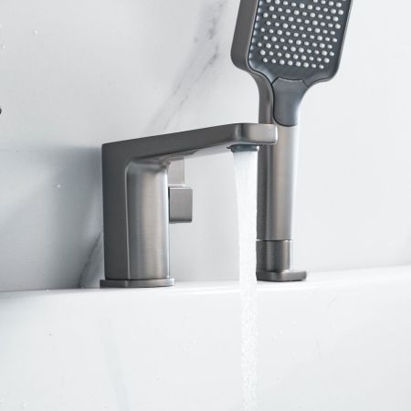 Смеситель на борт ванны Shevanik S9912T, оружейная сталь