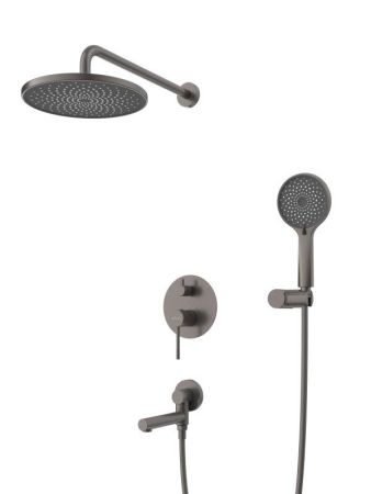 RELAX-VDSET-01 Душевой комплект встраиваемый с изливом (смеситель встраиваемый, верхний душ, ручной душ со шлангом, штуцер с держателем), хром, артикул RELAX-VDSET-01