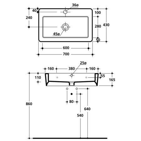 Kerasan Ego раковина 70х43 с 1 отверстием под смеситель, цвет белый, артикул 325001*1