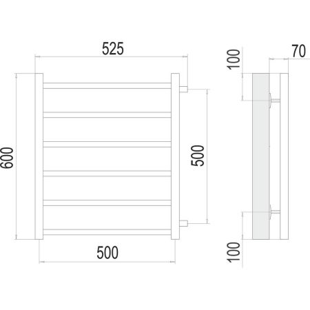 Полотенцесушитель водяной (боковое подключение) Terminus Вега П6 50х60, артикул 4670078530004