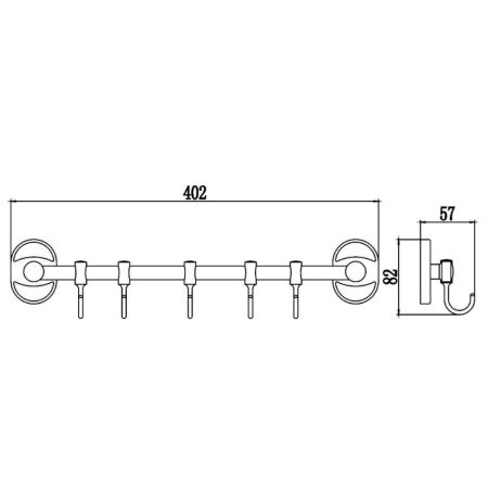 Планка с крючками Savol S-008205, хром, артикул S-008205