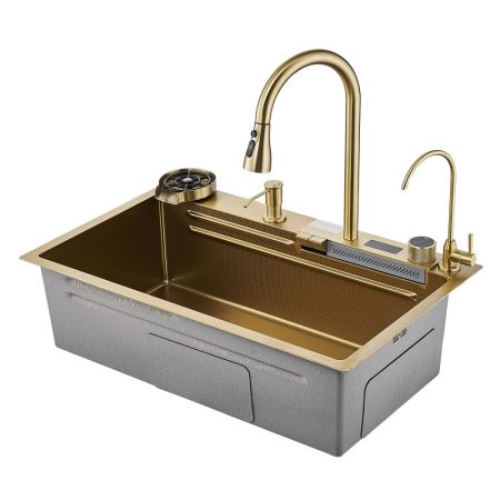 Многофункциональная кухонная мойка Savol S-SC002C, матовое золото, артикул S-SC002C