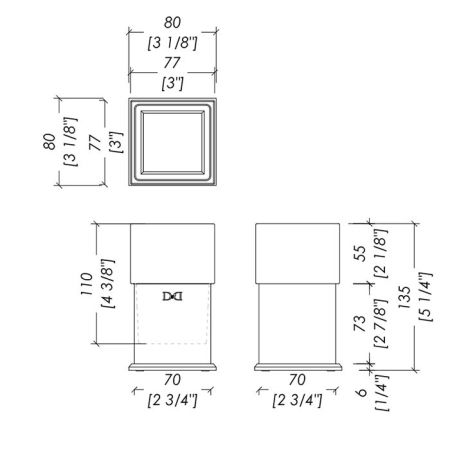 DEVON Cube Стакан настольный, цвет белый/хром, артикул CUBE303CR
