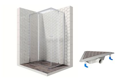 Душевой уголок Ambassador Kingston 14011101-ST16, прямоугольный, угловой трап, 120х80