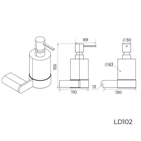 Дозатор жидкого мыла Knotlor LD102WY, белый, артикул LD102WY