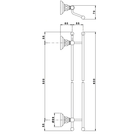Nicolazzi Accessori Classica Полотенцедержатель двойной, цвет: хром, артикул 1498CR