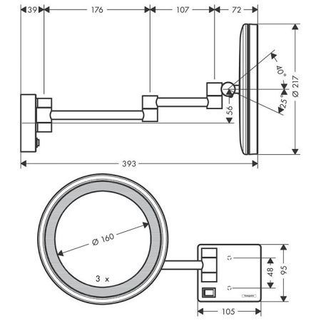 HG AddStoris Косметическое зеркало с LED подсветкой, цвет: матовый черный
