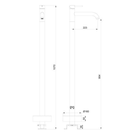 Смеситель для раковины напольного монтажа WONZON & WOGHAND STICK, Брашированное золото (WW-88649905-BG), артикул WW-88649905-BG