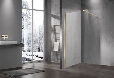 Душевые перегородки Vincea Душевая перегородка Walk-In VSW-1H700CLG, 700*2000, матовый золотой, стекло прозрачное, , шт, артикул VSW-1H700CLG