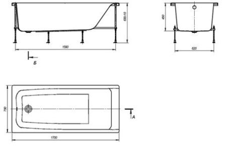 Ванна ROCA ELBA (150*75) 248509000 (белый, перелив стандарт.), шт