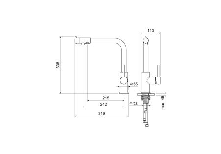 Смеситель для кухни с подключением к фильтру питьевой воды AQUATEK AQ1386CR ЕВРОПА, артикул AQ1386CR