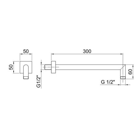 Fantini Mint Кронштейн для душевой лейки 30 см, цвет: матовая натуральная сталь, артикул 86 93 8038
