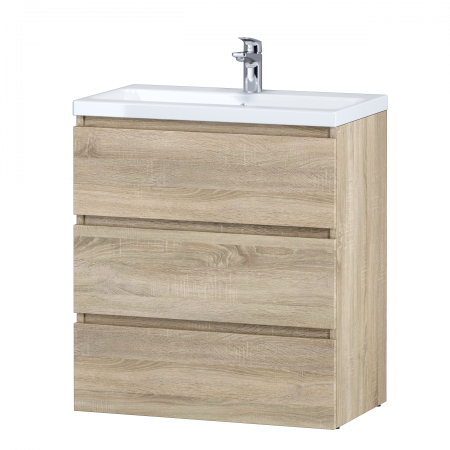 M91FSX0752OF GEM S, База под раковину, напольная, 75 см, 3 ящика, светлый дуб, артикул M91FSX0752OF