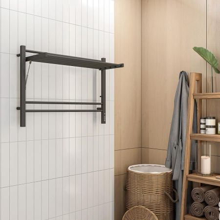 Полотенцесушитель электрический с полкой Terminus Горизонт П8 80х60 КС, черный муар, артикул 4670078543608