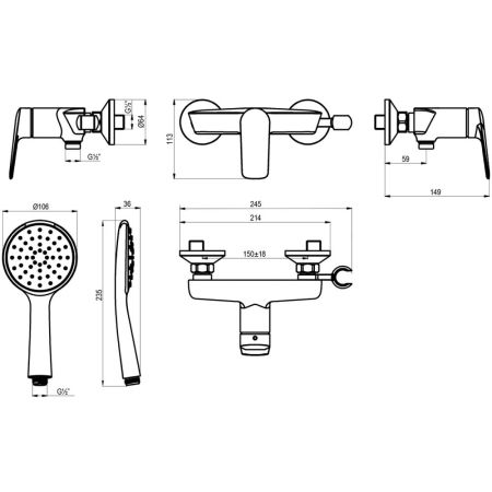 Смеситель Lemark Verba для душа (LM11403C), артикул LM11403C